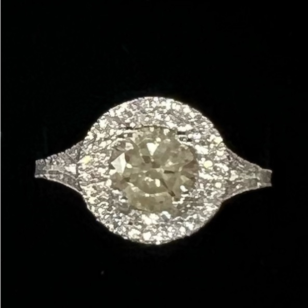 Swarovski Elements Silver Ring with Brilliant Yellow Crystal Center